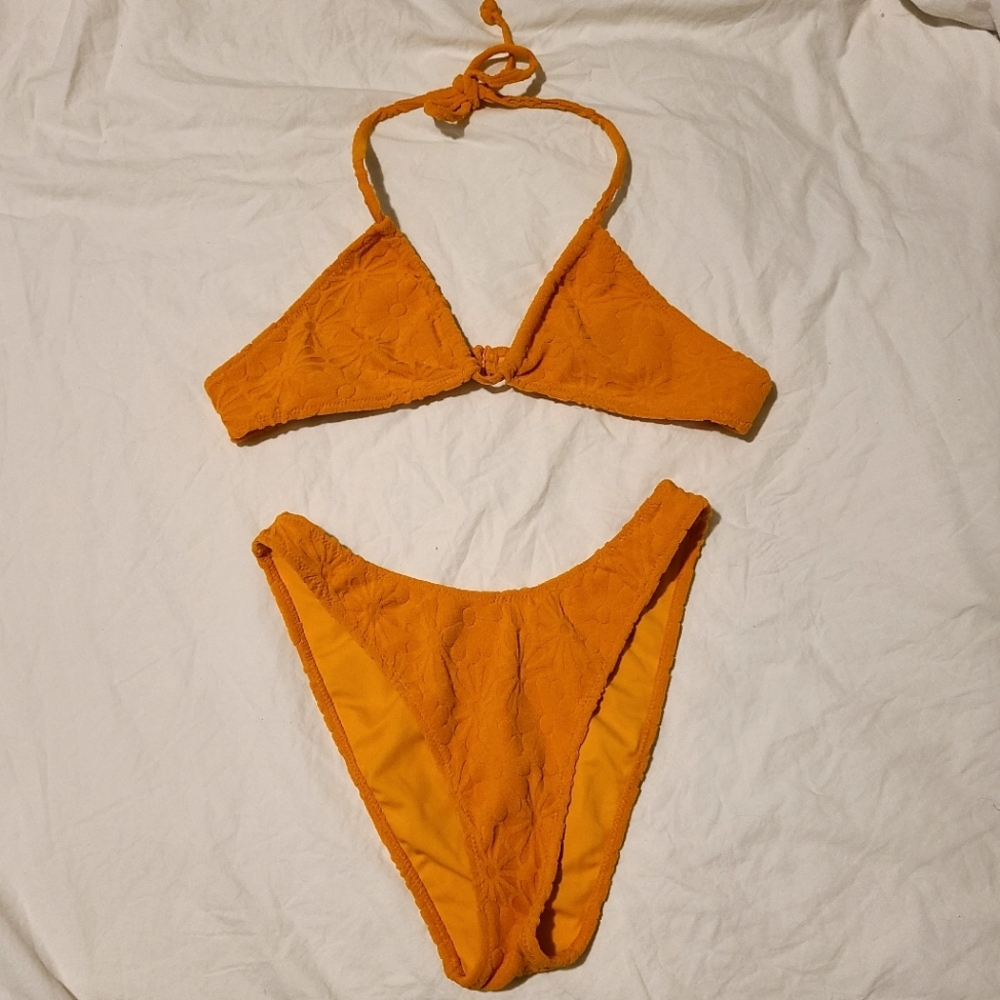 pacsun • orange terry floral bikini